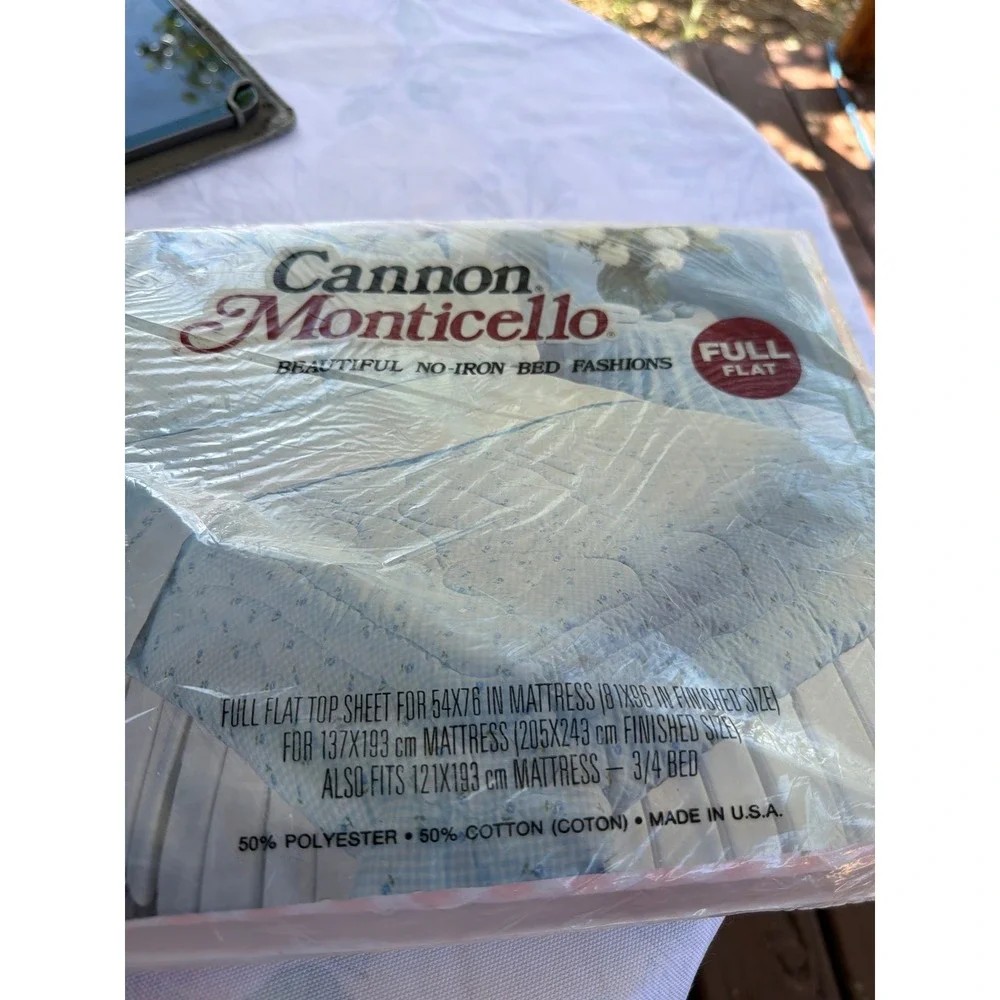 Vintage Cannon Monticello Full Flat Sheet Pink Gingham Rose Floral Border USA
